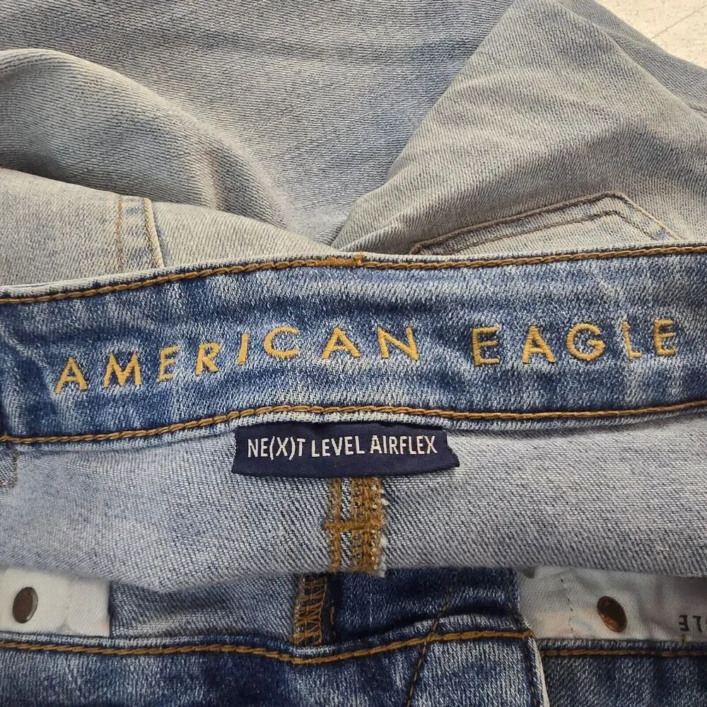 American Eagle Jeans Men's 30 x 32 Blue Skinny Distressed Next Level AirFlex